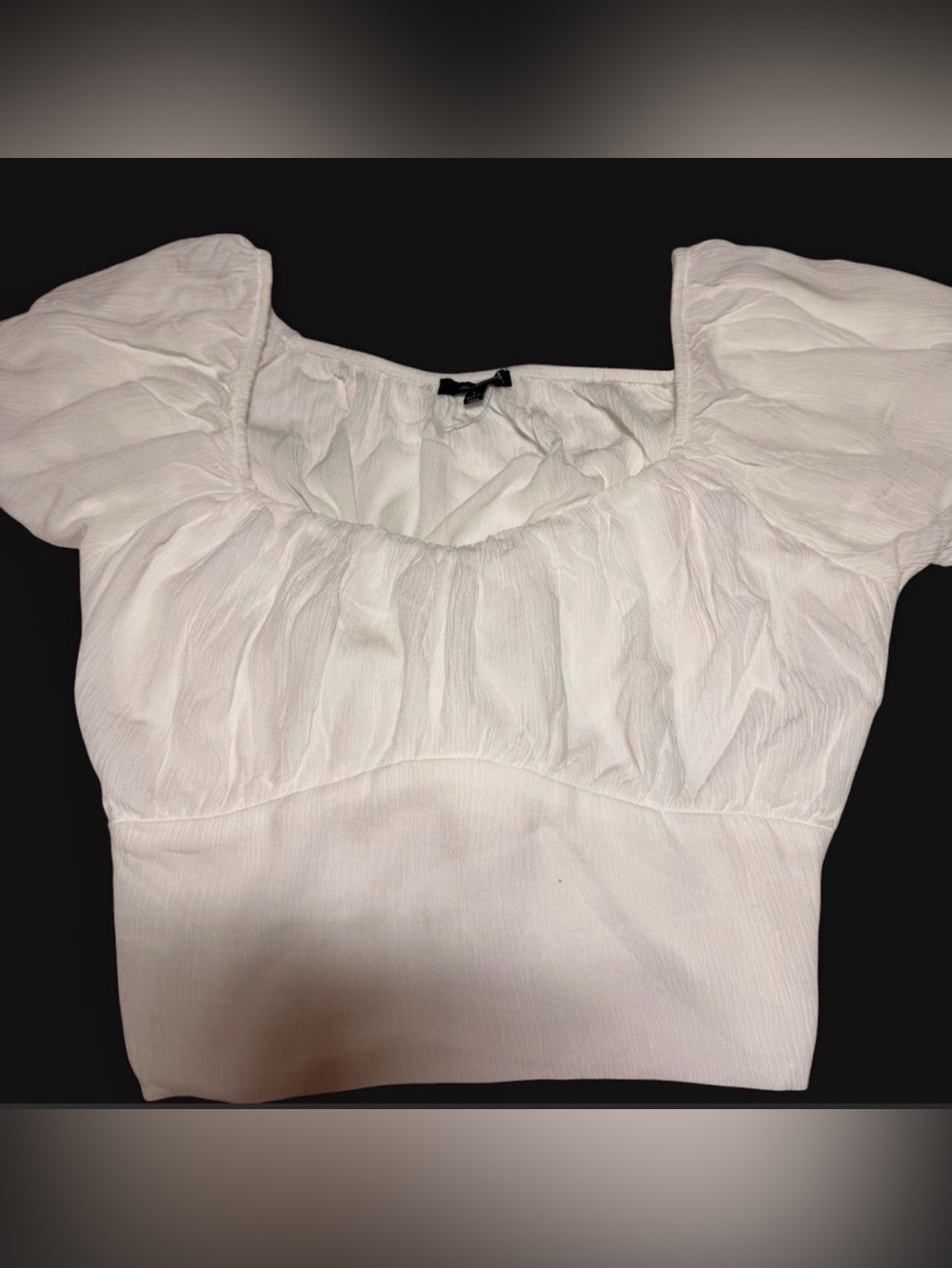 Ambiance White Puff Sleeve Smocked Crop Top